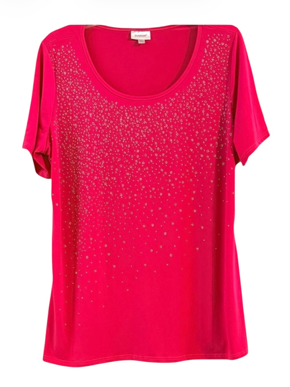 Avenue Fuchsia Pink Studded Silver Rhinestone Accents Top Size 14/16